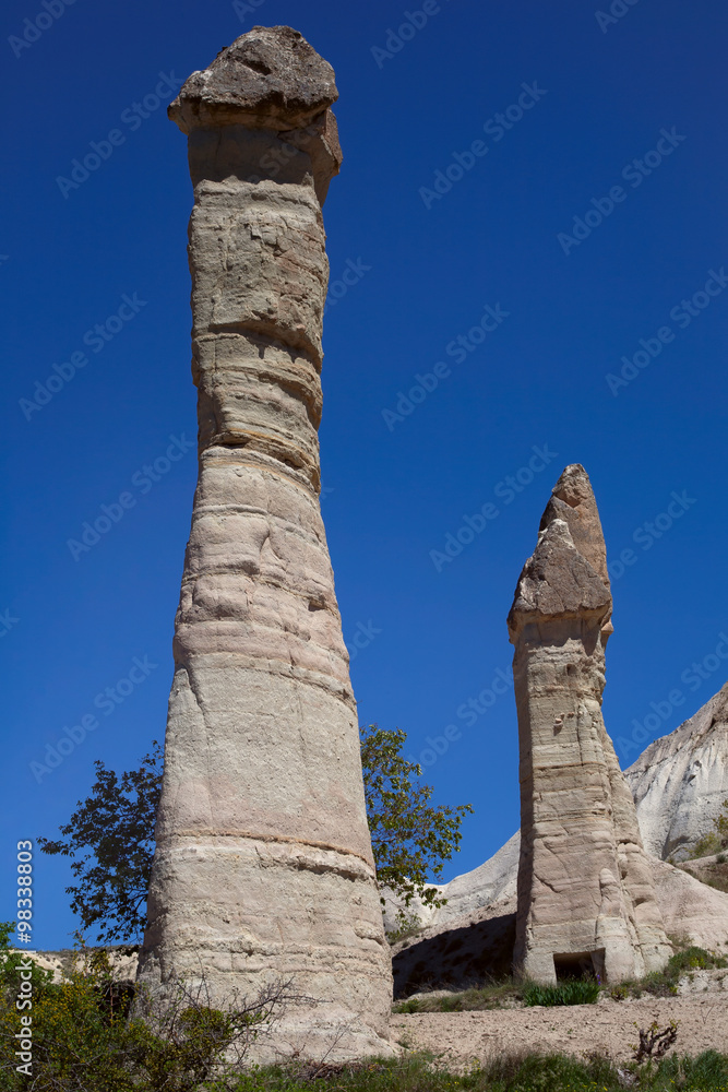Unusual landscapes and buttes of Cappadocia. Turkey. Anatolian Plateau.