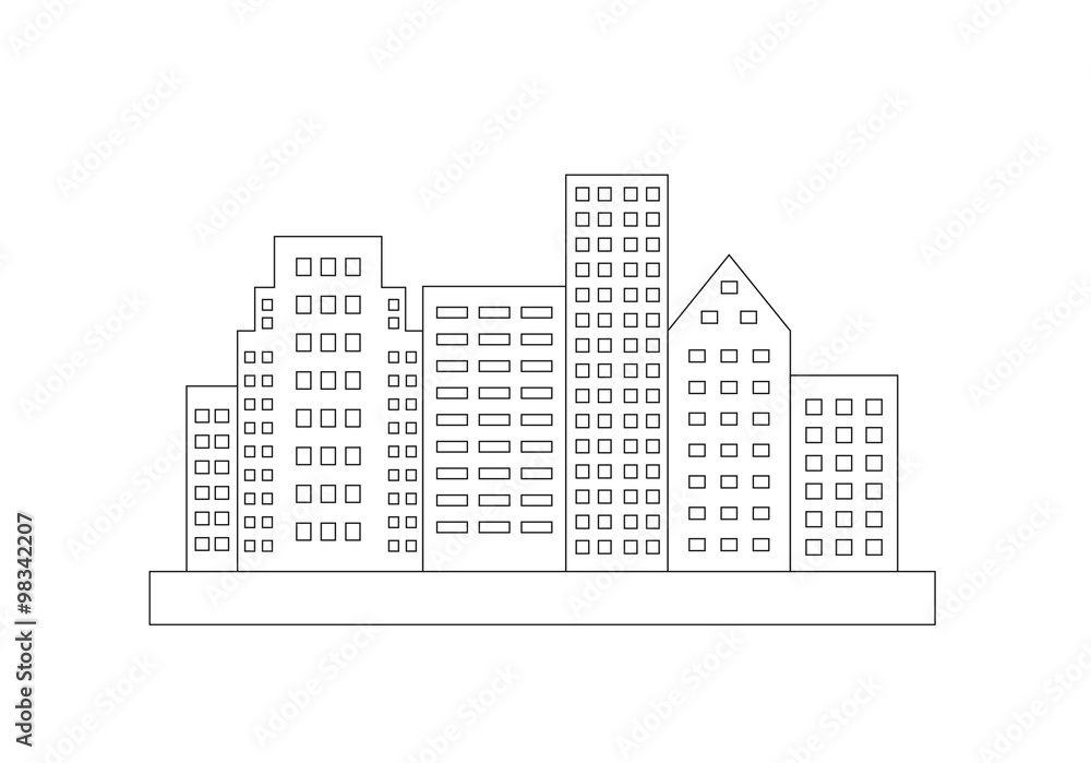 City skyline sketch, vector illustration