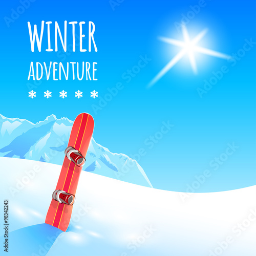 Winter Landscape with Snowboard