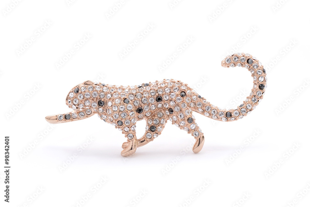 Fototapeta premium brooch leopard on a white background