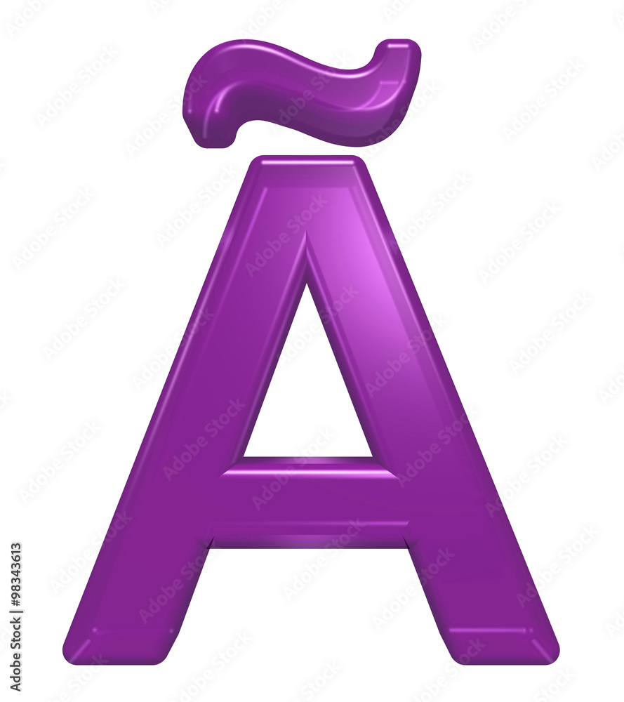 One letter from purple glass alphabet set, isolated on white. Computer generated 3D photo rendering. One letter from purple glass alphabet set, isolated on white. Computer generated 3D photo rendering.