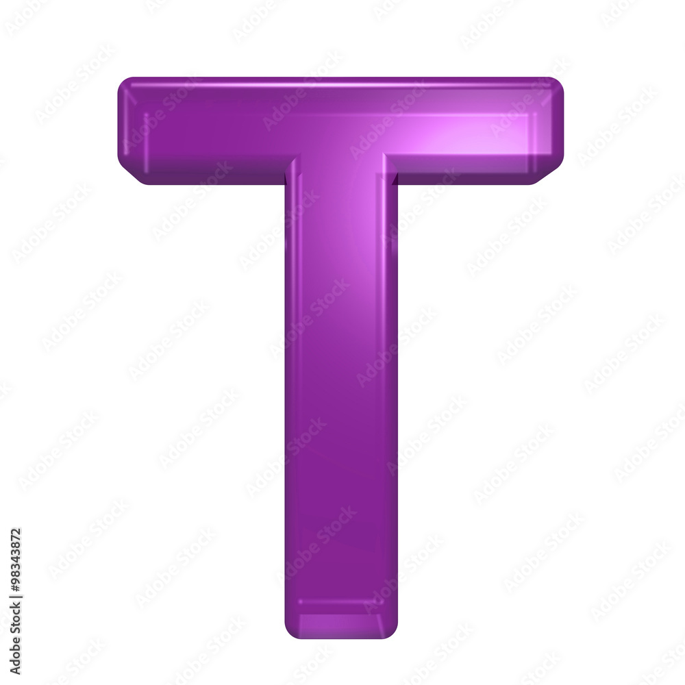 One letter from purple glass alphabet set, isolated on white. Computer generated 3D photo rendering. One letter from purple glass alphabet set, isolated on white. Computer generated 3D photo rendering.