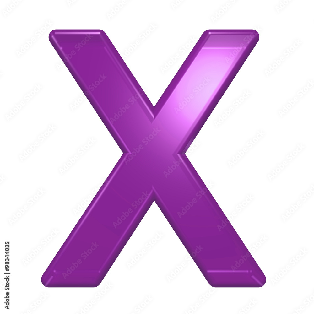 One letter from purple glass alphabet set, isolated on white. Computer generated 3D photo rendering. One letter from purple glass alphabet set, isolated on white. Computer generated 3D photo rendering.
