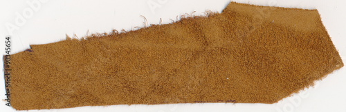 Quadro em tela Isolated old genuine leather underside on a white background