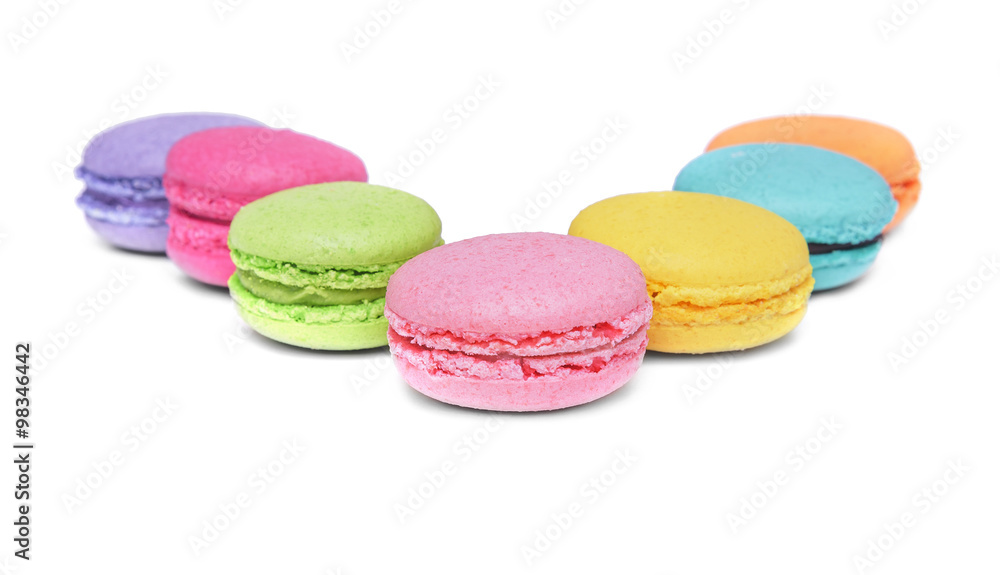 Multicolored macaroon cookies. Multicolored macaroon cookies.