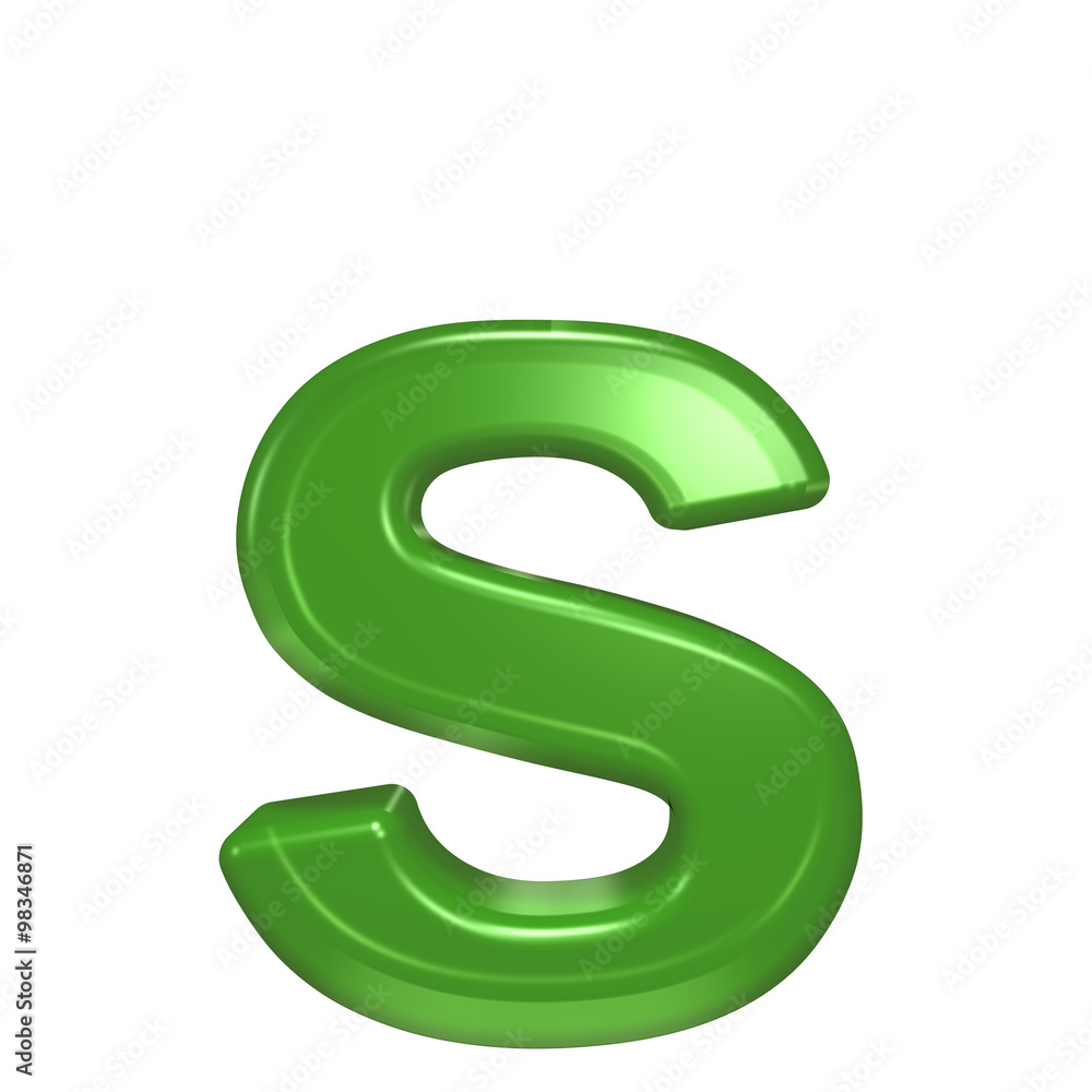 One lower case letter from green glass alphabet set, isolated on white. Computer generated 3D photo rendering. One lower case letter from green glass alphabet set, isolated on white. Computer generated 3D photo rendering.