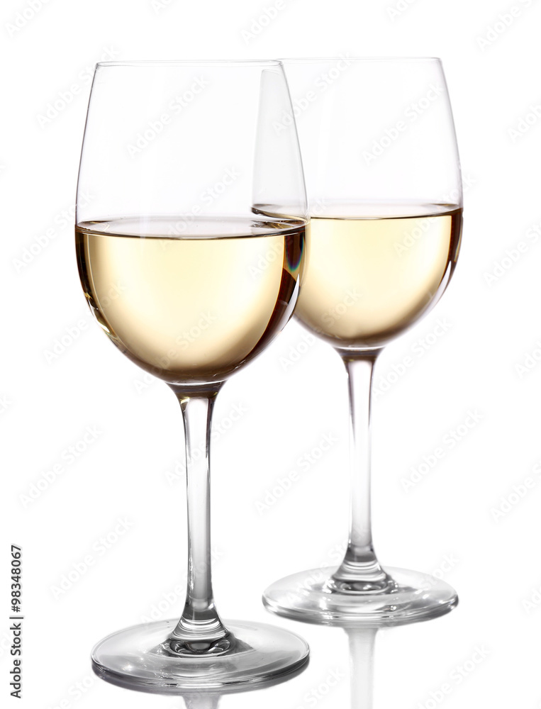 Two glasses of wine on light background Two glasses of wine on light background