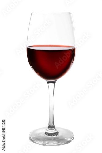 Glass of red wine on light background