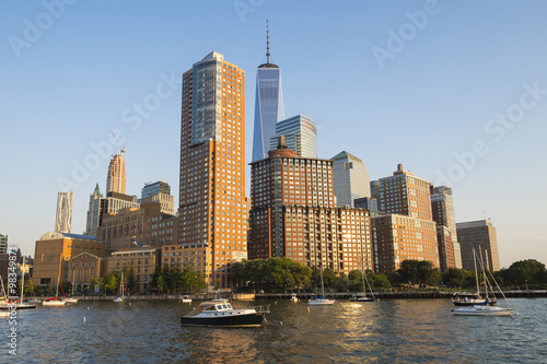 View of the Downtown Manhattan skyline from the Hudson River