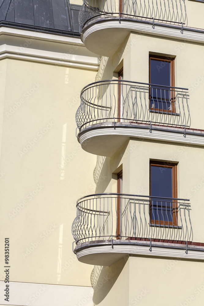 Balconies of a new apartment, real estate business concept