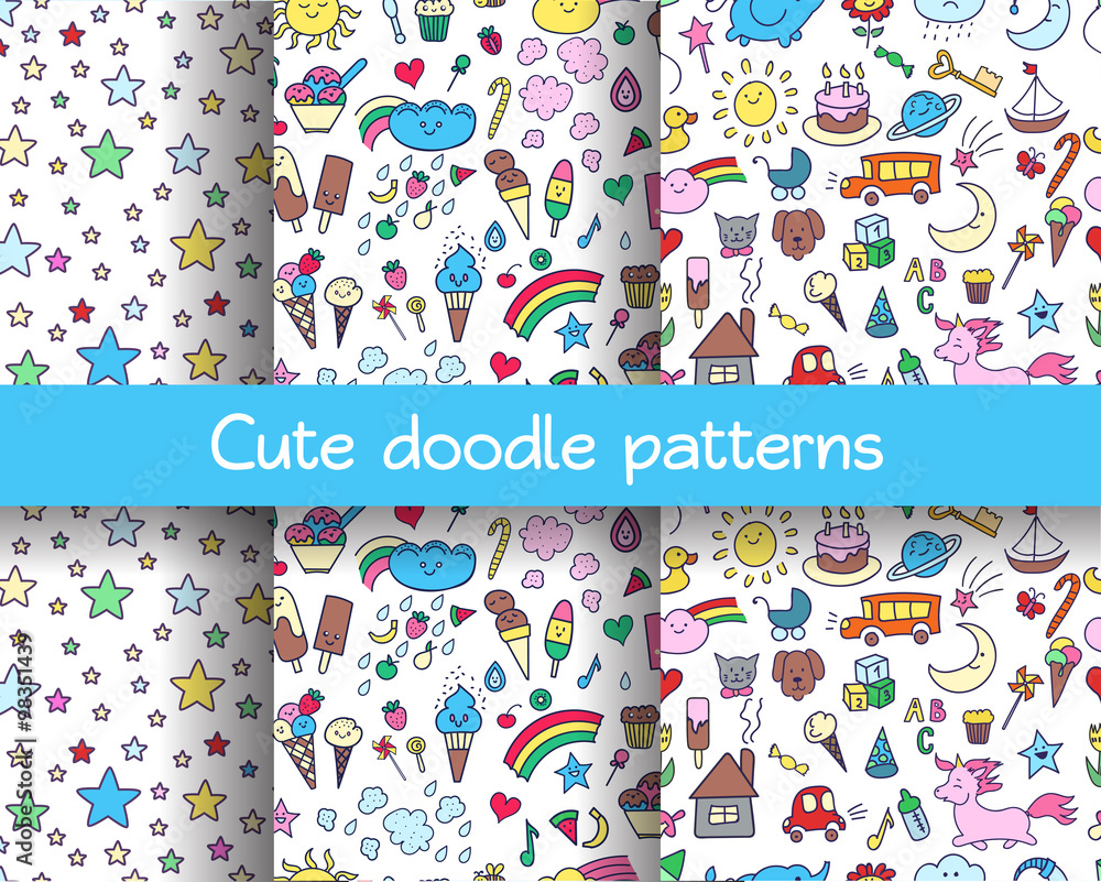 Fototapeta premium Children patterns set