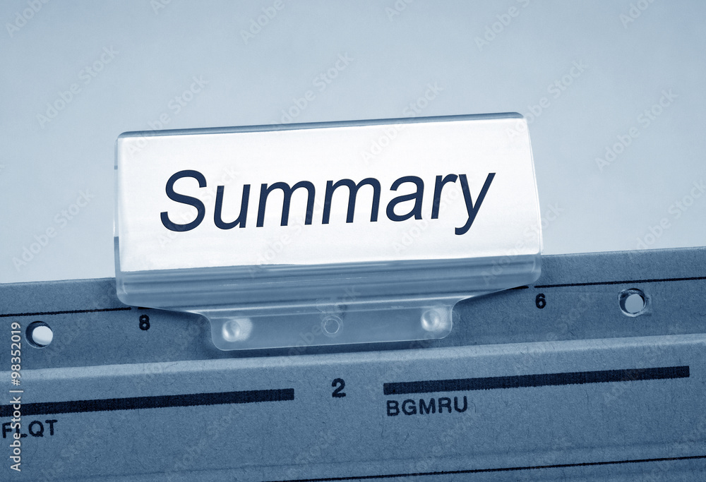 Summary Register Folder Index blue color in the office Summary Register Folder Index blue color in the office