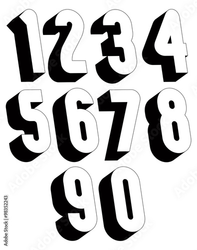 3d black and white numbers.