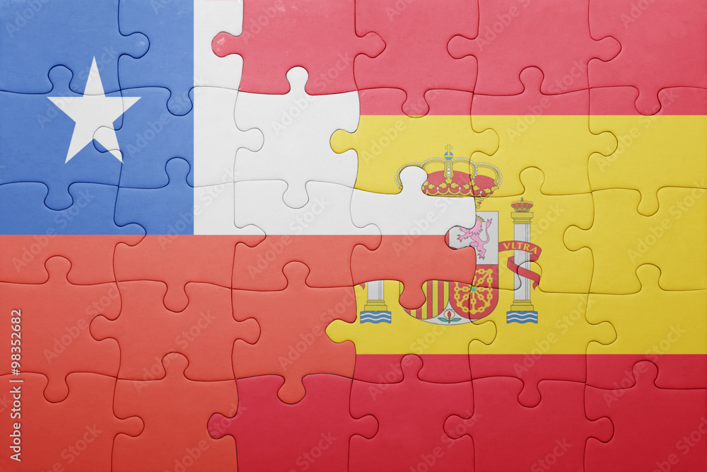 puzzle with the national flag of spain and chile puzzle with the national flag of spain and chile