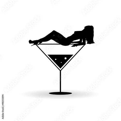 girl on martini glas vector silhouette