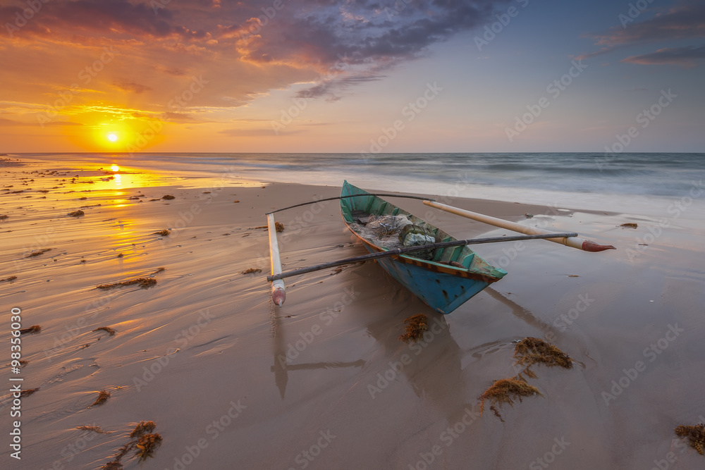 custom made wallpaper toronto digitalAbandoned fishing boat with beautiful sunrise at Borneo Sabah, Malaysia
