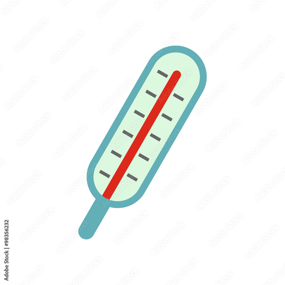 Flat medical icon thermometer on a white background Flat medical icon thermometer on a white background