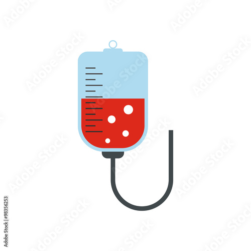 Flat medical icon blood transfusion on a white background