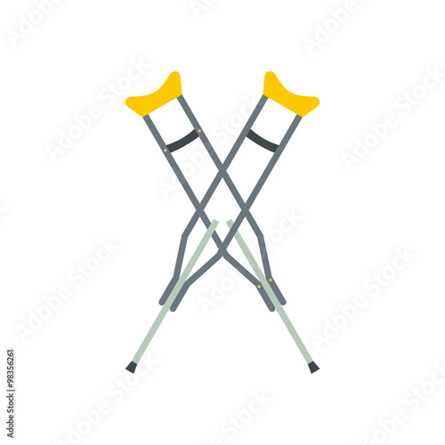 Flat medical icon crutch on a white background