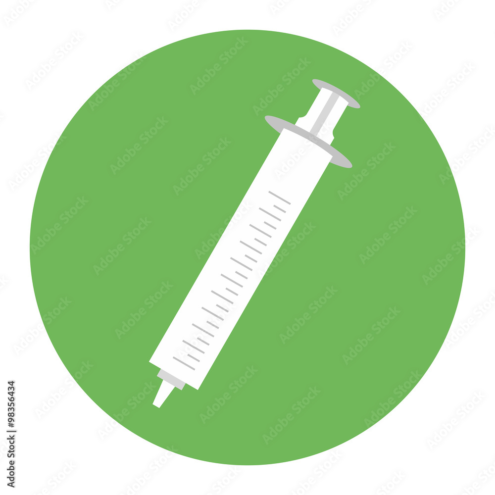 Flat medical icon syringe on a color background Flat medical icon syringe on a color background