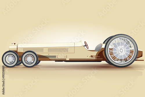 Creamy retro long car for notables – Funny fictitious nice limousine sedan - flatten isolated illustration master vector