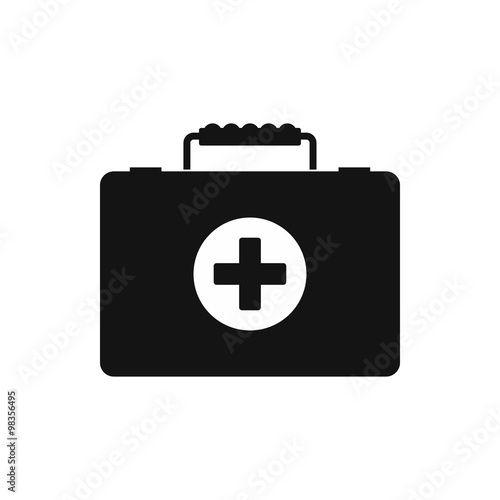 Flat icon with medical suitcase on a white background