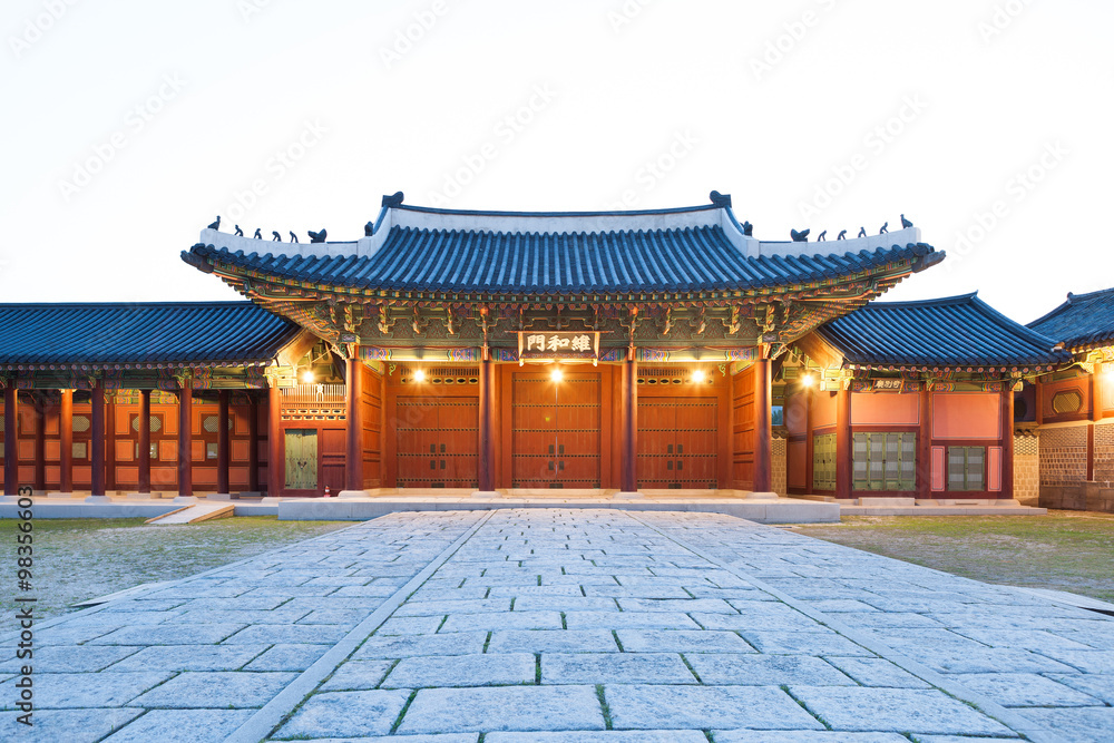 Traditional architecture of East-Asia: Gyeongbokgung Palace in Seoul, South Korea