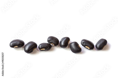 Close up black bean isolated on white