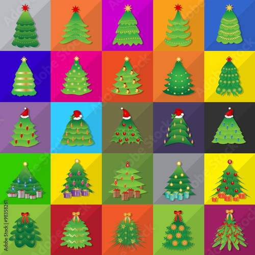 Christmas Tree Icons Set - Vector Illustration