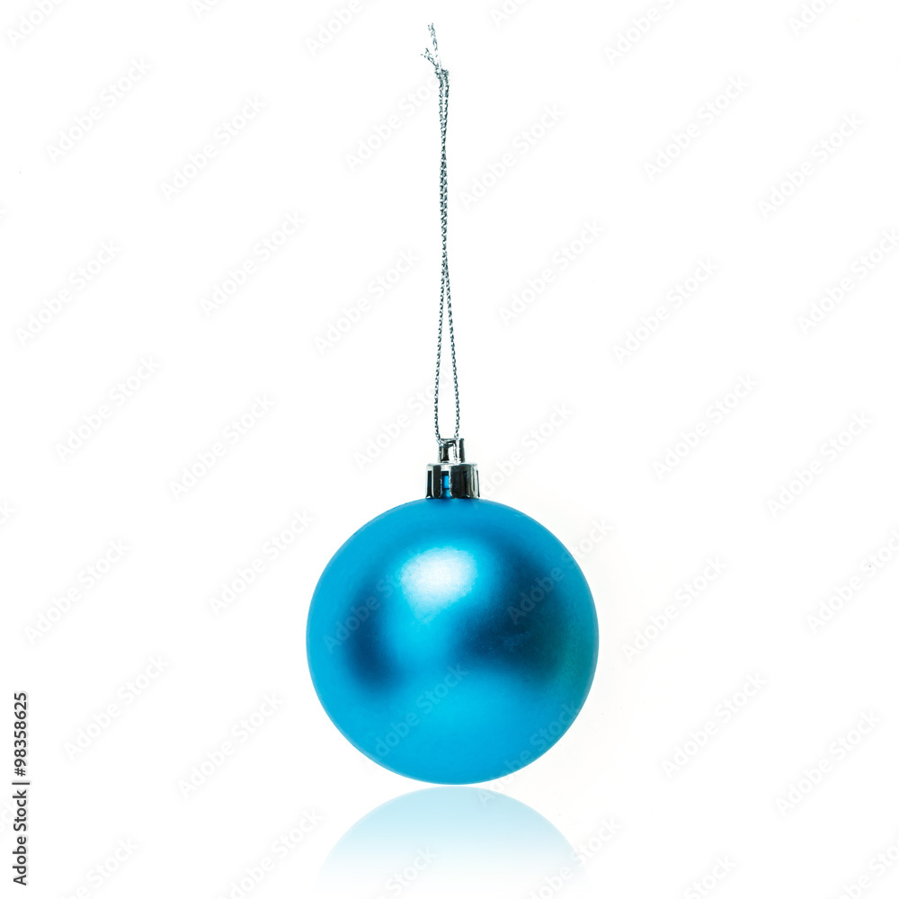 Blue Christmas ball isolated on white Blue Christmas ball isolated on white