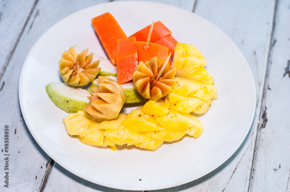 fruit on dish ready to eat fruit on dish ready to eat