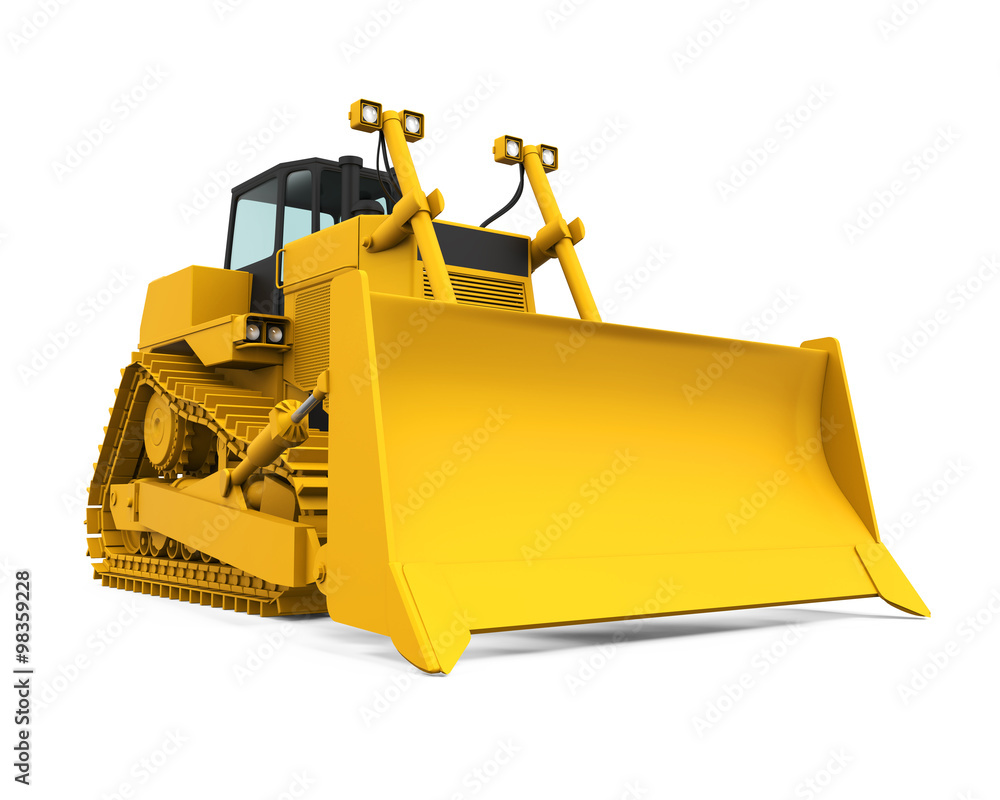 Fototapeta premium Yellow Bulldozer Isolated
