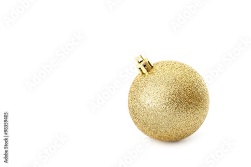 Gold Christmas ball isolated on white