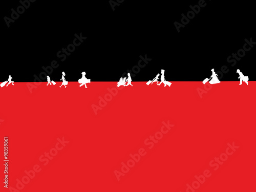 Travelers Walking and Their Luggage