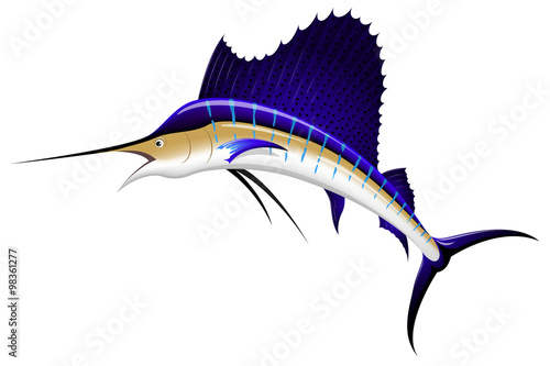 Vector illustration of a leaping sailfish.