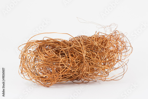 Copper wire isolated white background.