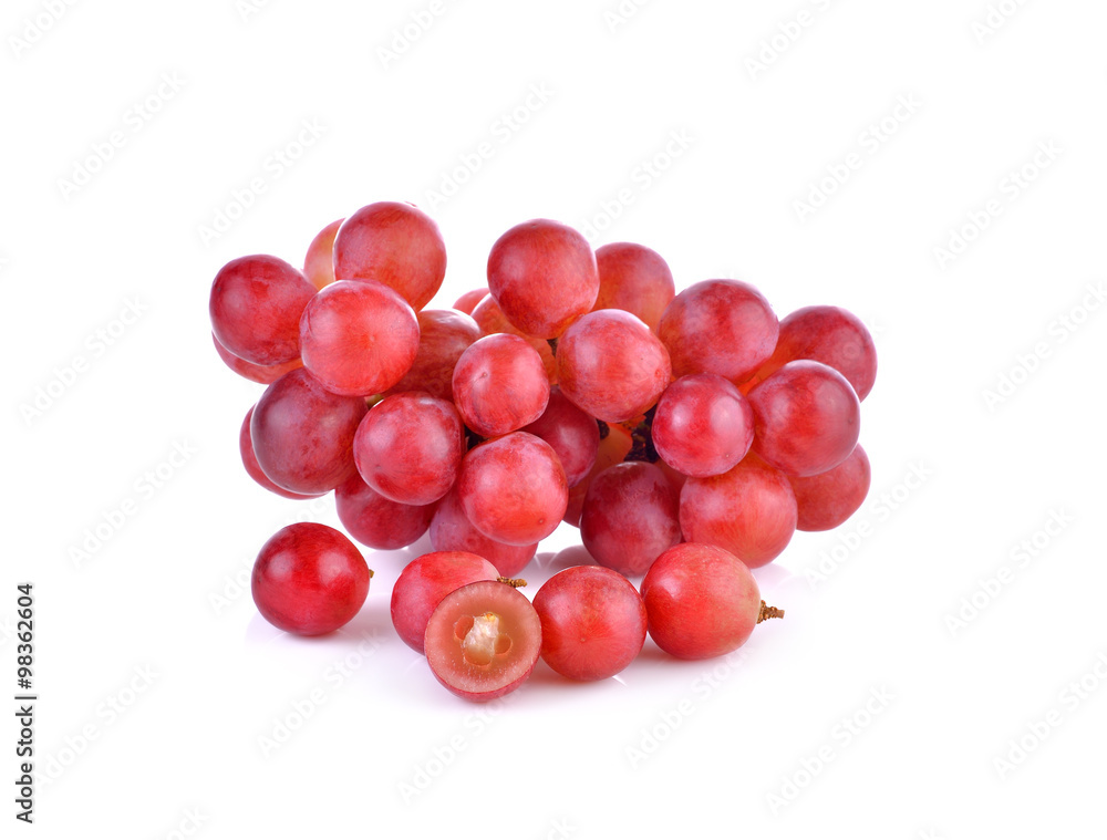 Fresh  red grape on white background