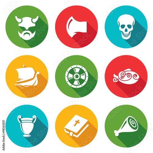 Viking Icons Set. Vector Illustration.