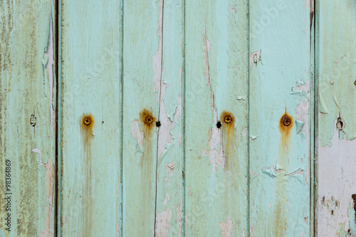 Rusty old blue color hardwood planks