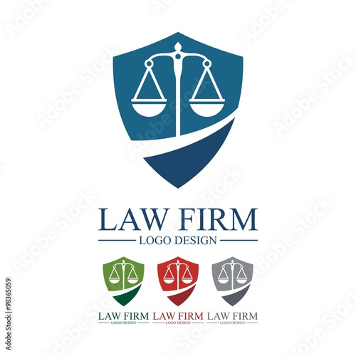 Law, Lawyer, Attorney, Pillar, Legas Scales, Shield, Design Logo Vector