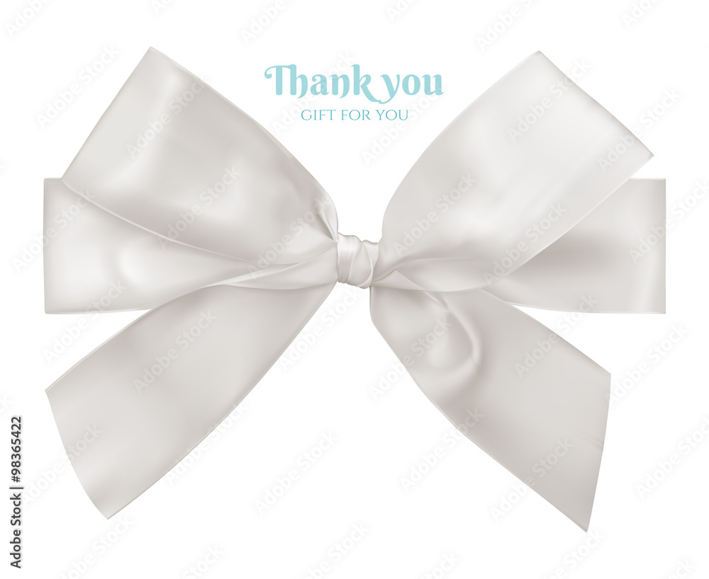 White ribbon and bow. White ribbon and bow.