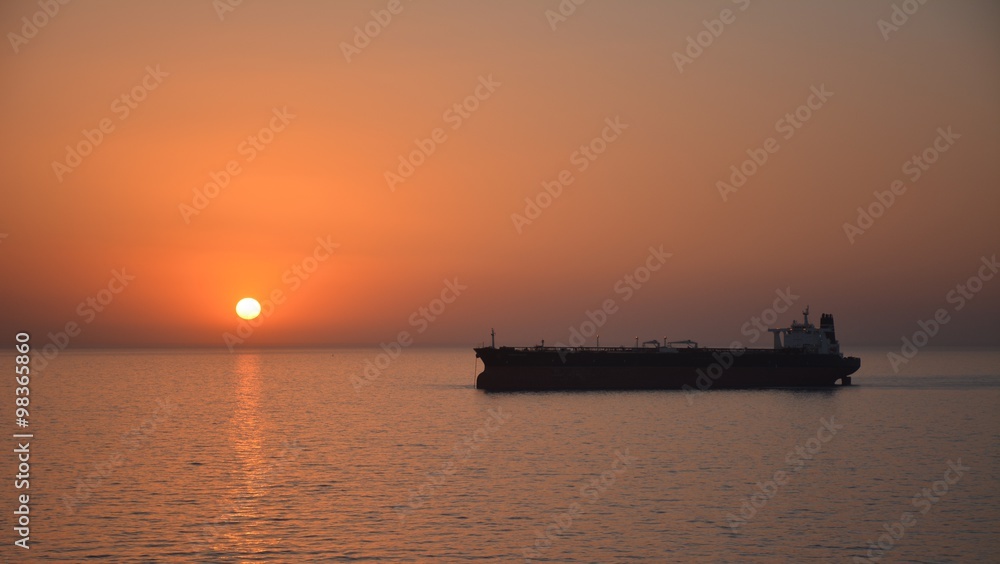 Sunset and ship