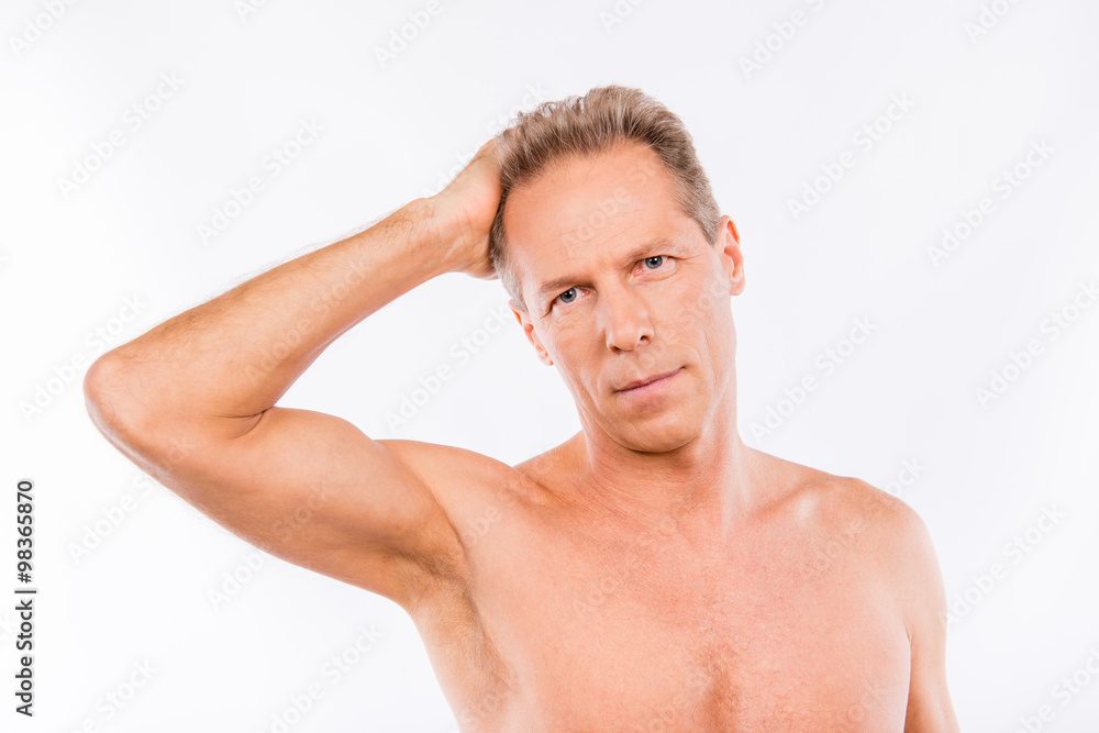 Portrait of handsome man put his hand in his hair Portrait of handsome man put his hand in his hair
