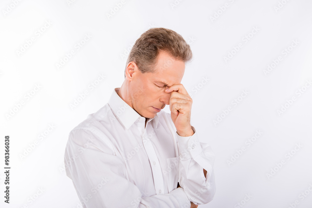 A sad mature man with negative feelings A sad mature man with negative feelings
