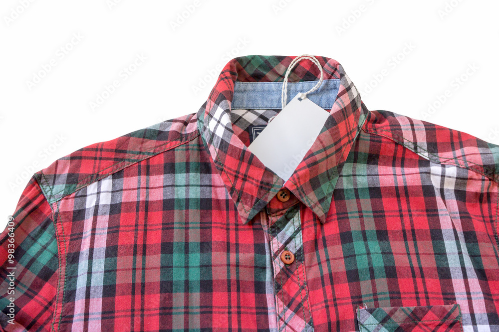 red plaid shirt on white red plaid shirt on white