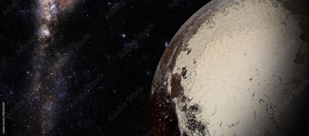 Fototapeta premium The Pluto shot from space showing all they beauty. Extremely detailed image