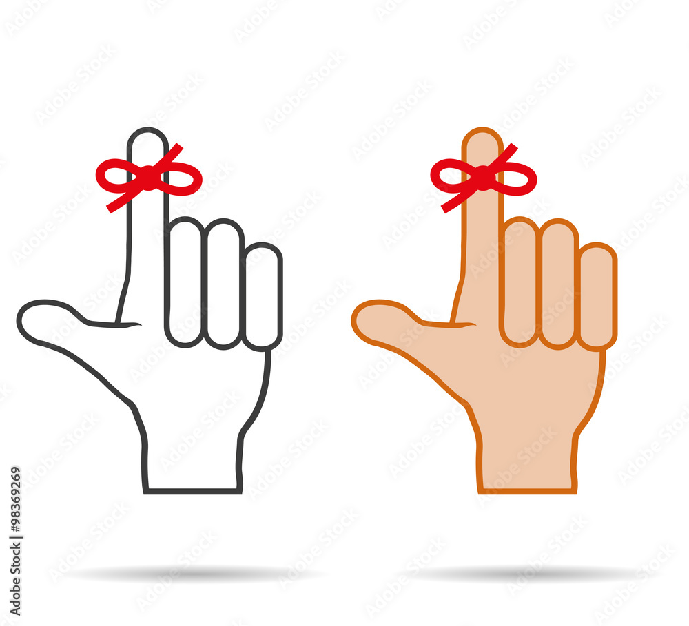 Obraz premium Reminder string, and icon with shadow on white background