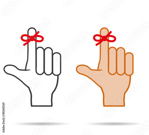 Reminder string, and icon with shadow on white background
