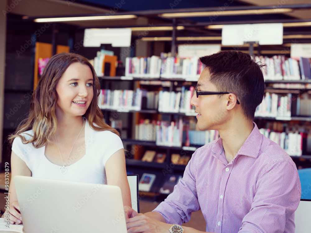 Two young students at the library Two young students at the library
