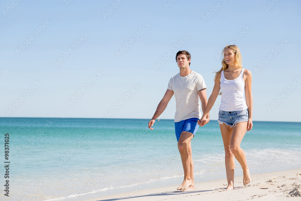 Romantic young couple on the beach